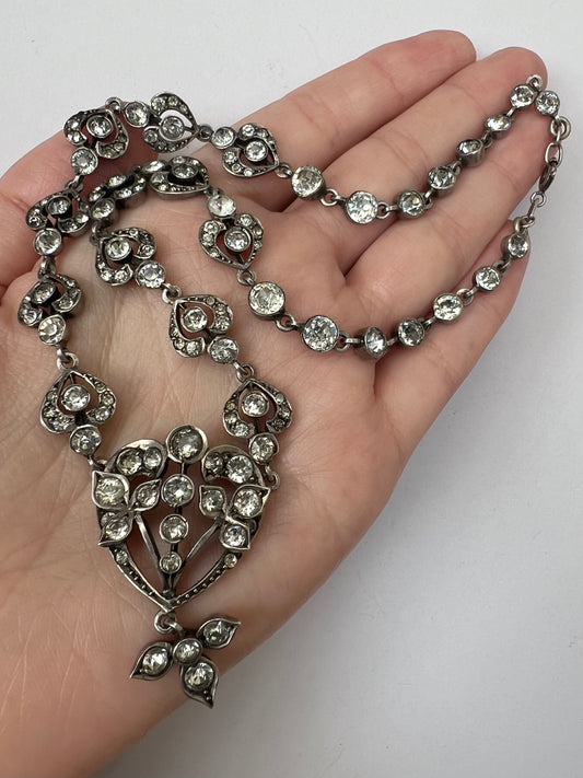 French Antique Silver Paste Necklace