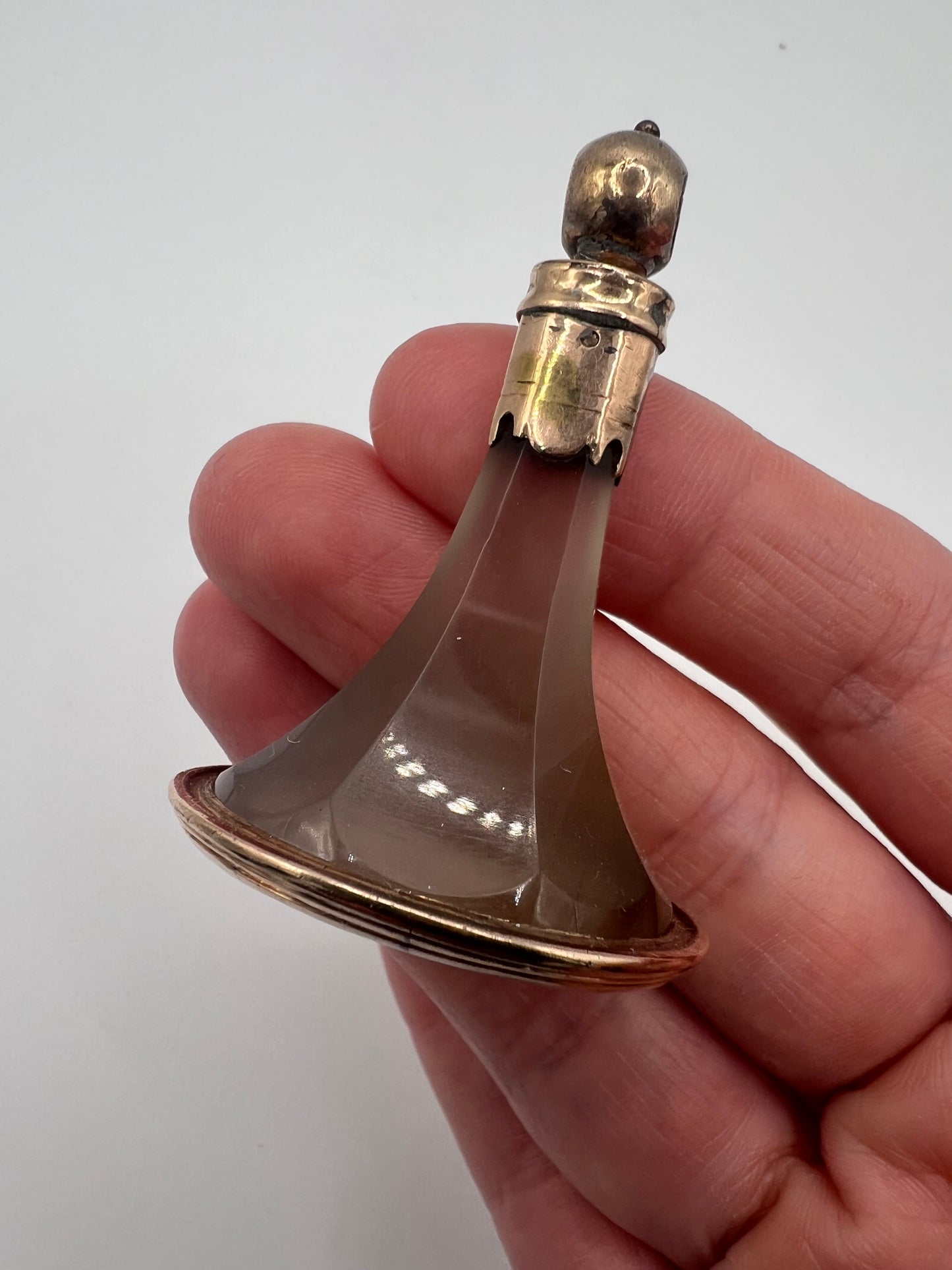 Very Large Georgian Agate Gold Intaglio Fob Seal "Never Despair"