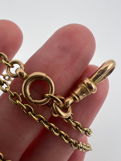 Please ask for price - 59" 15ct Solid Gold Antique Long Muff Chain
