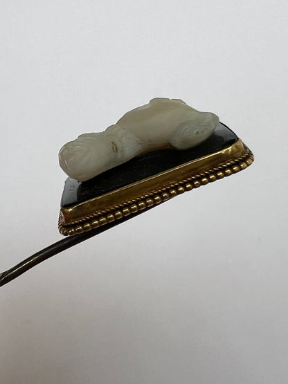Well Carved Banded Agate / Onyx Hardstone Cameo Stick Pin