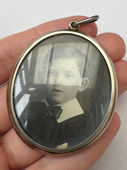 Antique Silver Locket With Pretty Portrait Miniature