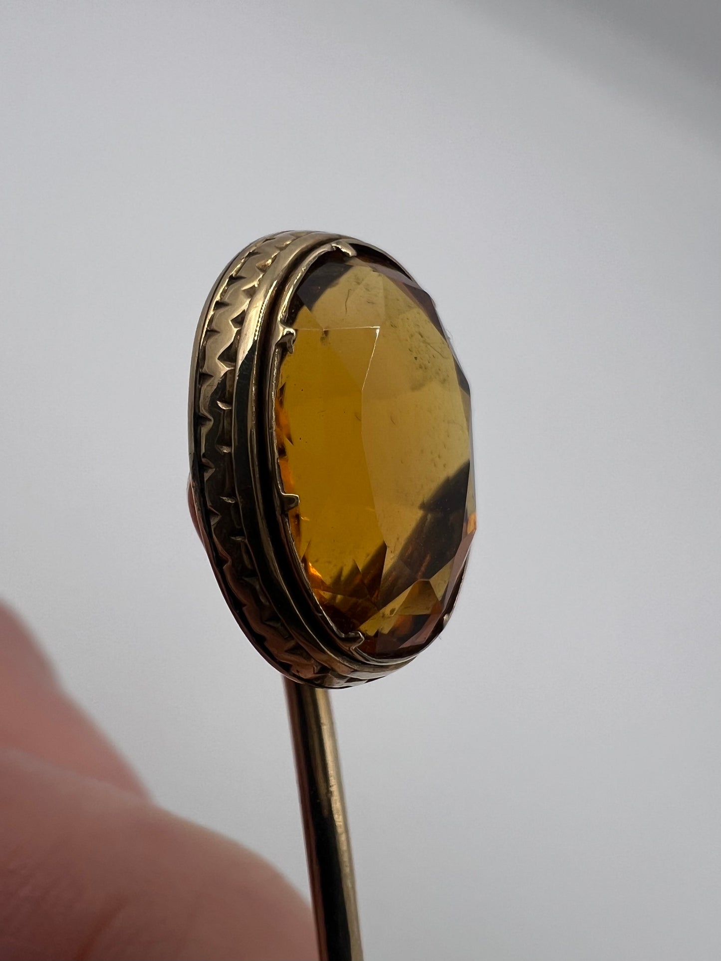 Sparkly Scottish Cairngorm Citrine Gold Stick Pin