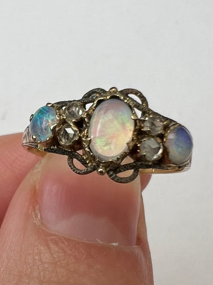 12ct Gold 1791 Opal Diamond Ring...Please read description!