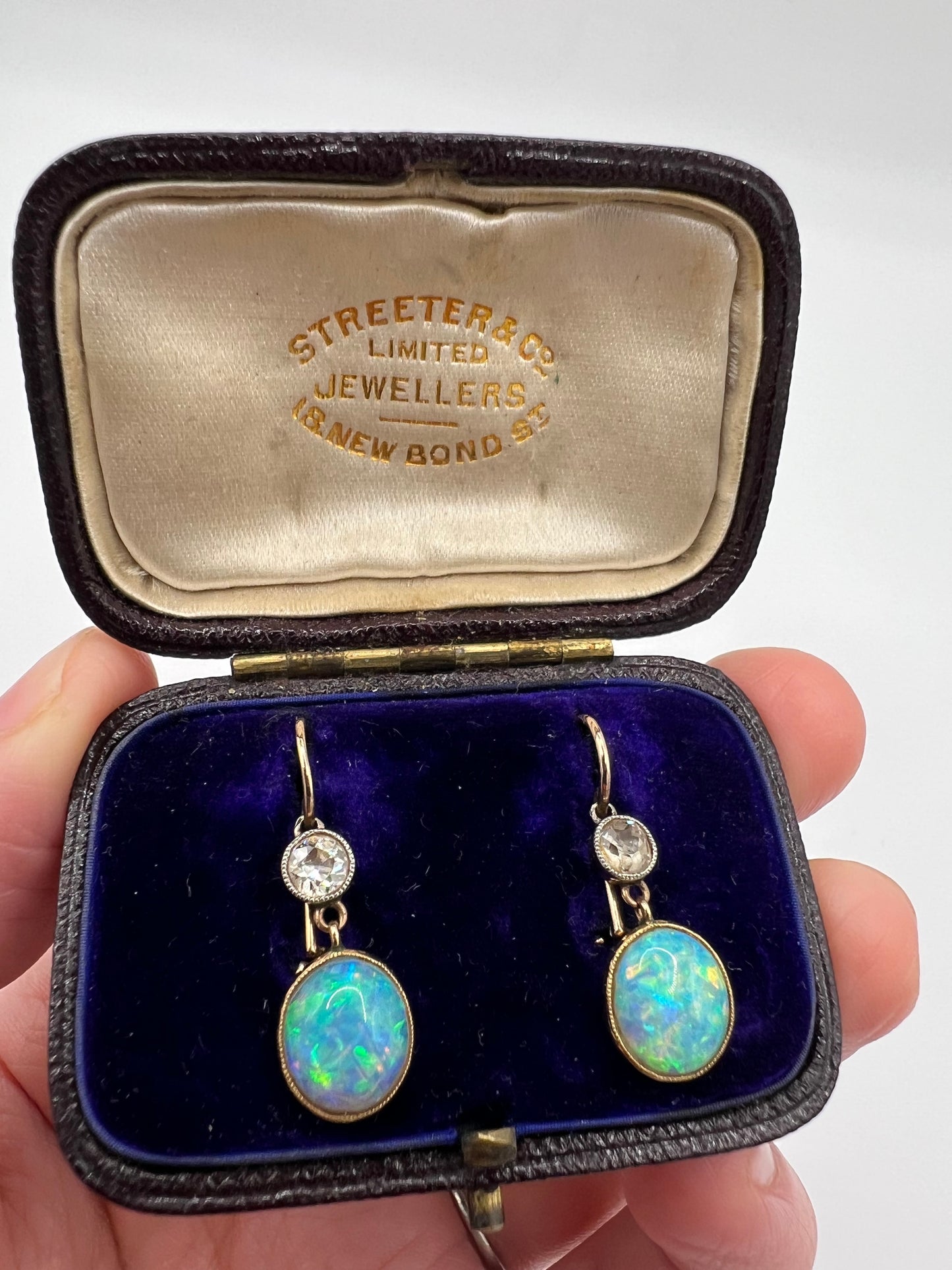 Stunning Antique Opal And Old Cut Diamond Earrings