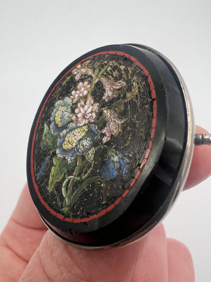 Beautifully Detailed Italian Micro Mosaic Flower Grand Tour Brooch