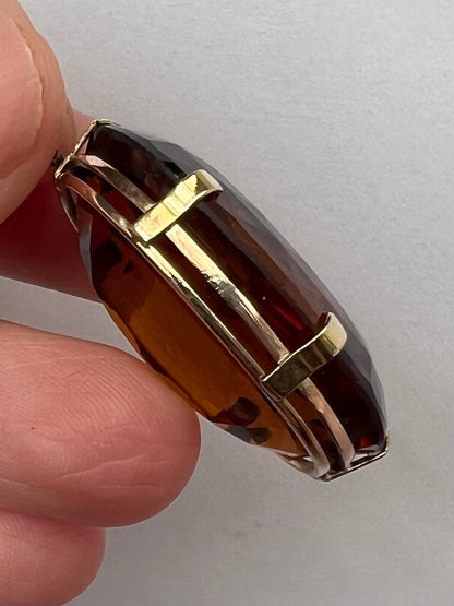 Very Large Sherry Madeira Citrine Gold Pendant