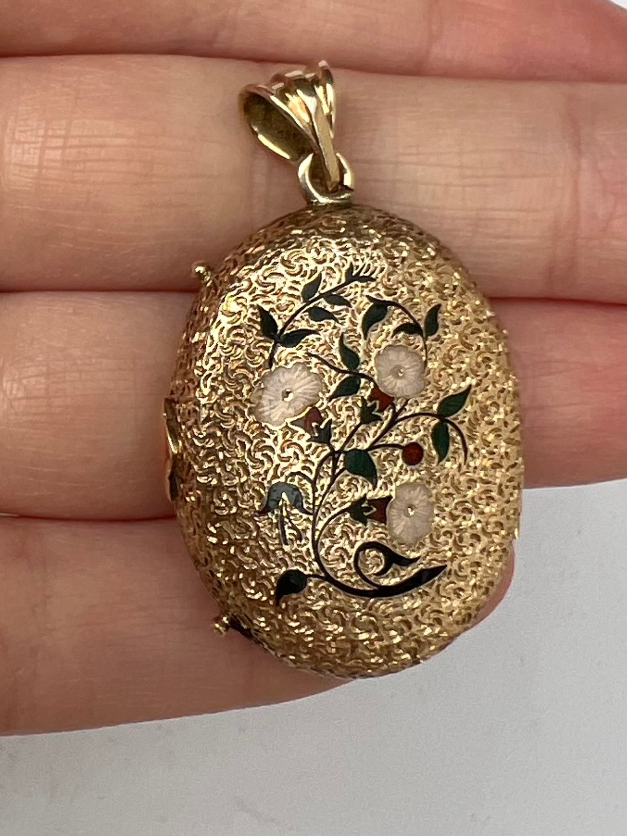 Swiss Gold & Enamel Flowers Night and Day Antique Locket