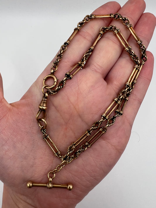 RESERVED - Please enquire for price - Fancy Paperclip Link Rose Gold Albert Chain