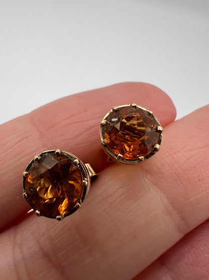 Scottish Cairngorm Gold Citrine Stud Earrings