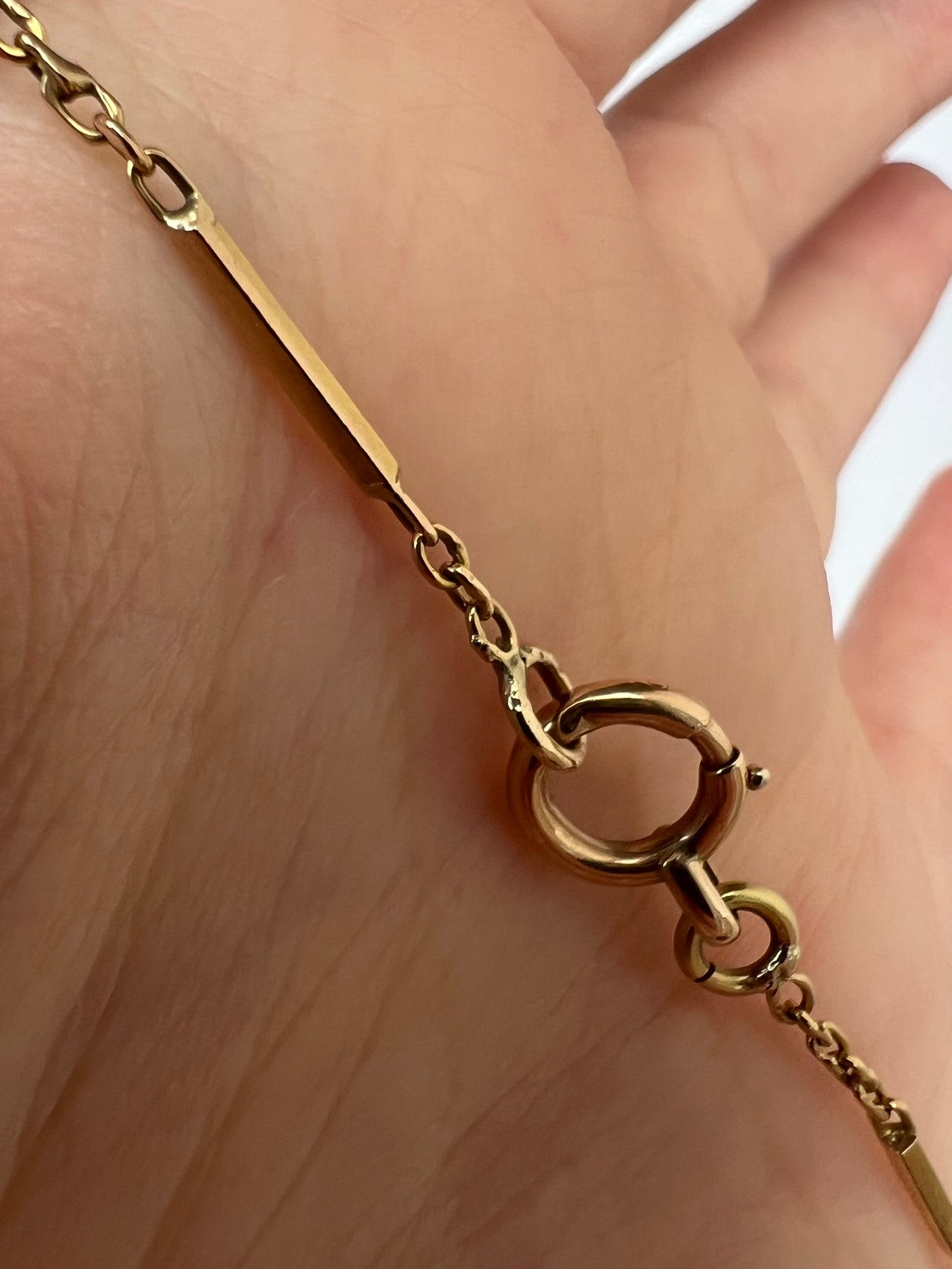 36" Very Long 18ct Gold Long Bar Link Chain