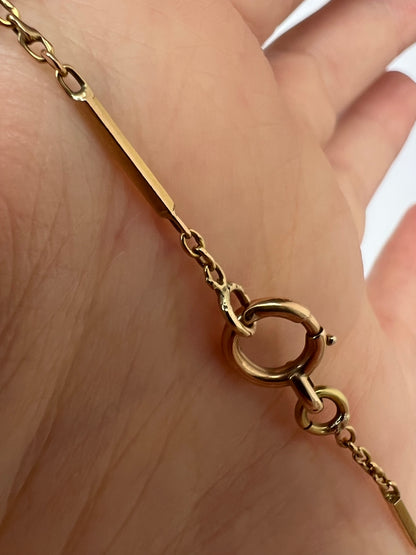 36" Very Long 18ct Gold Long Bar Link Chain