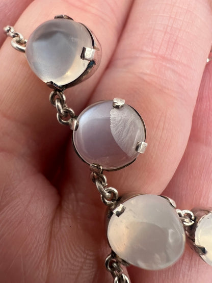 Silver Moonstone Festoon Wedding Necklace
