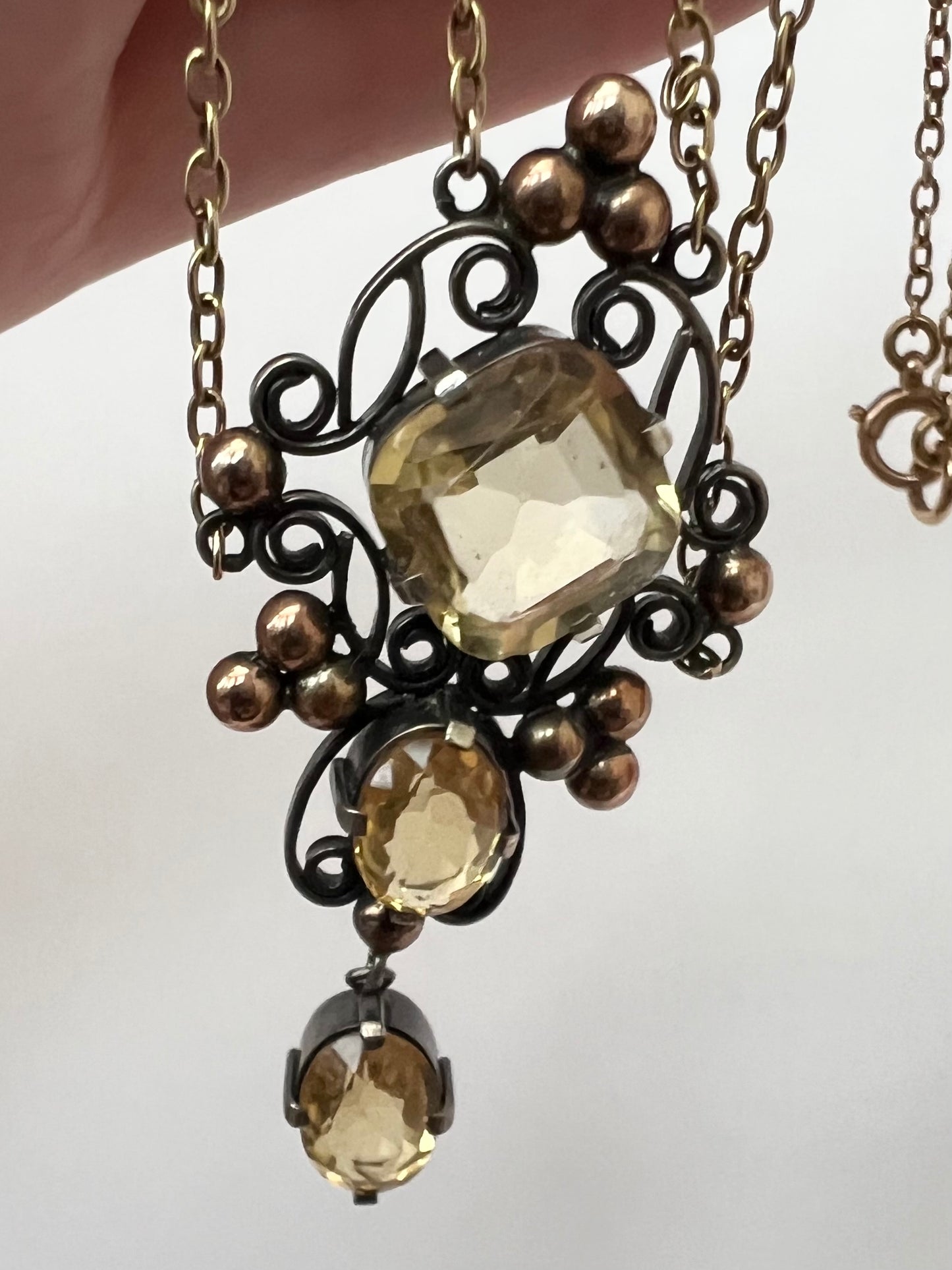 Artificer's Guild Arts & Crafts 15ct Gold Silver Citrine Necklace