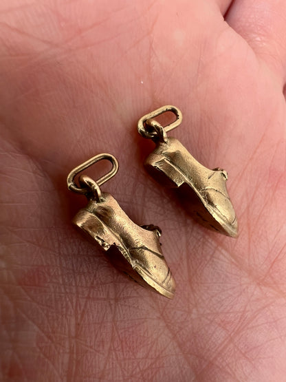 A Tiny Pair of Gold Shoes For Earrings or Charm Pendant