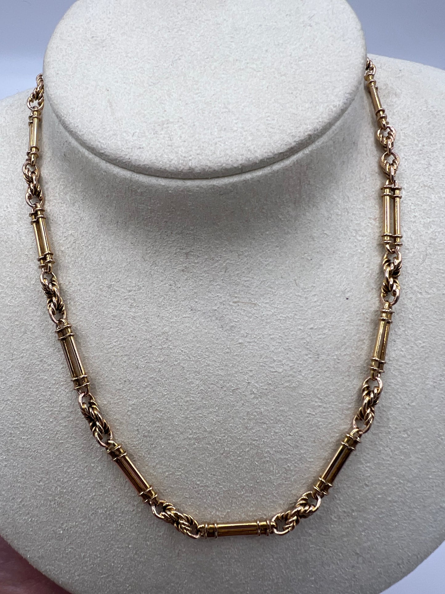 RESERVED - Please Enquire For Price - Fancy Trombone Fetter Link Albert Chain Necklace
