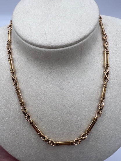 RESERVED - Please Enquire For Price - Fancy Trombone Fetter Link Albert Chain Necklace