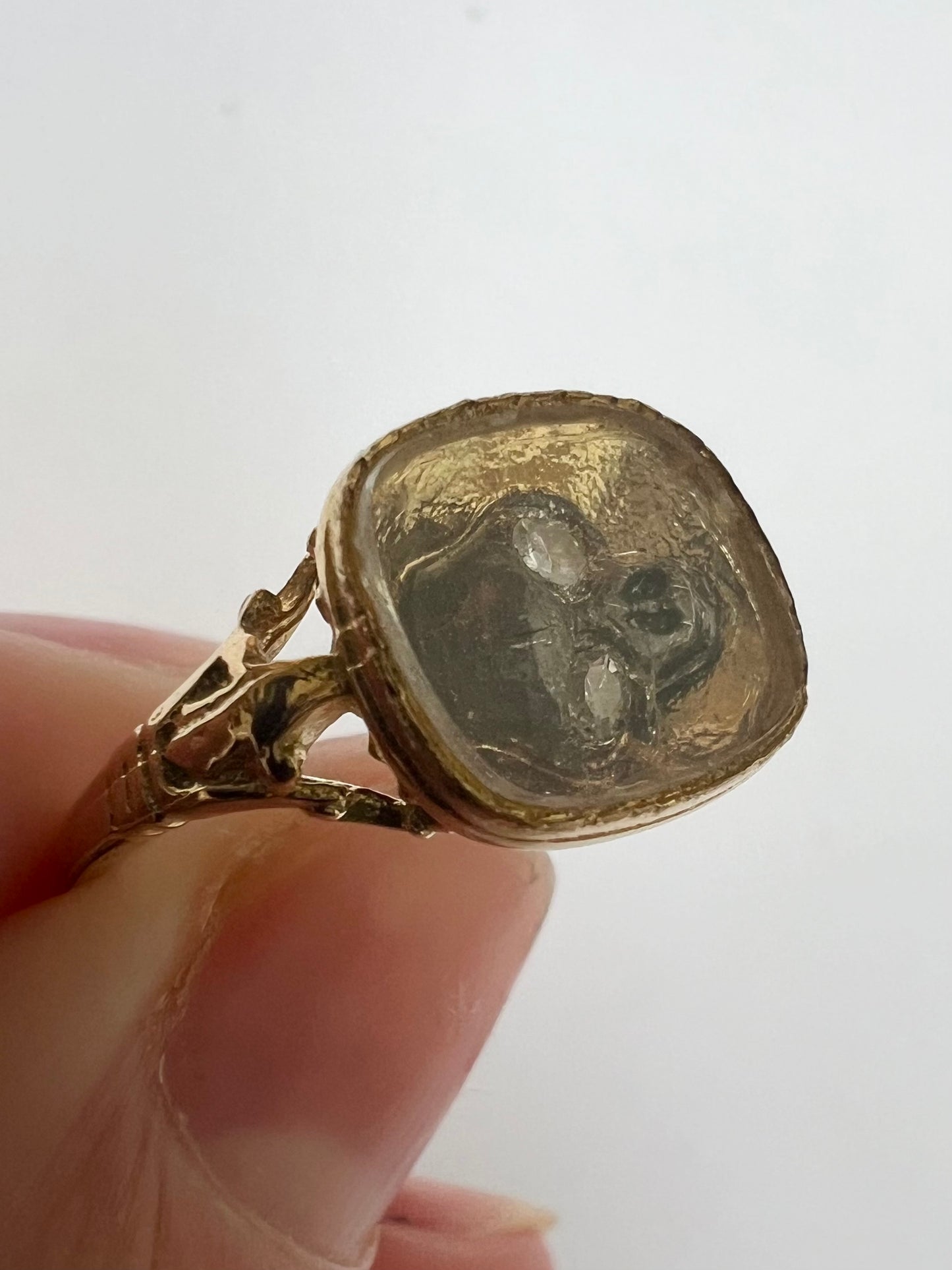 Regency Momento Mori Gold Skull Ring (likely modified from the original)