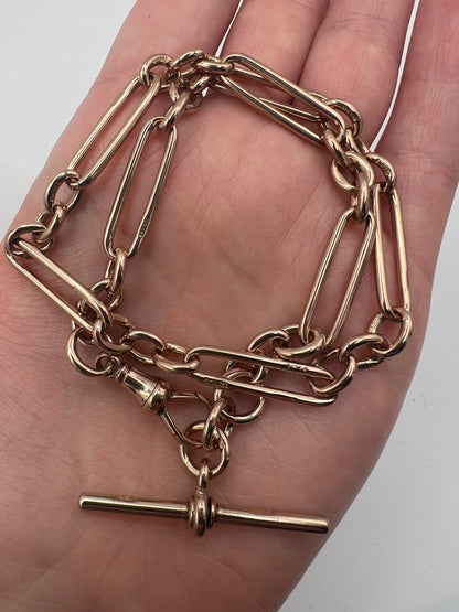 Please Enquire For Price - 9ct Rose Gold 30.78g 38cm Trombone Paperclip Link Chain