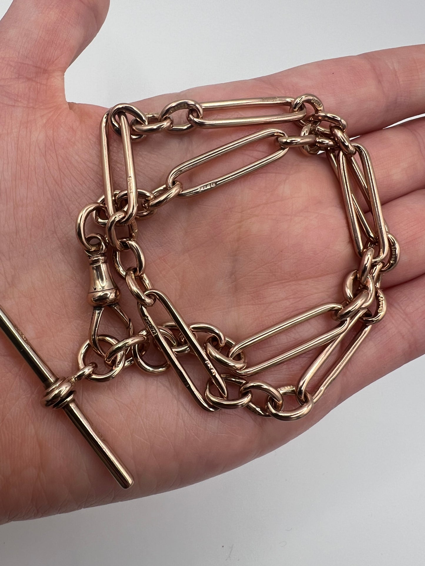 Please Enquire For Price - 9ct Rose Gold 30.78g 38cm Trombone Paperclip Link Chain