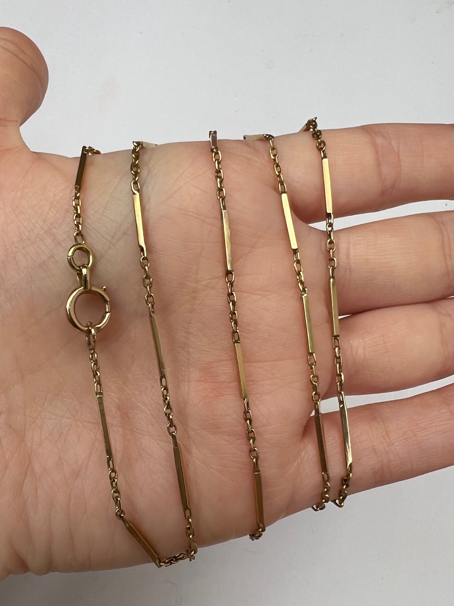 36" Very Long 18ct Gold Long Bar Link Chain