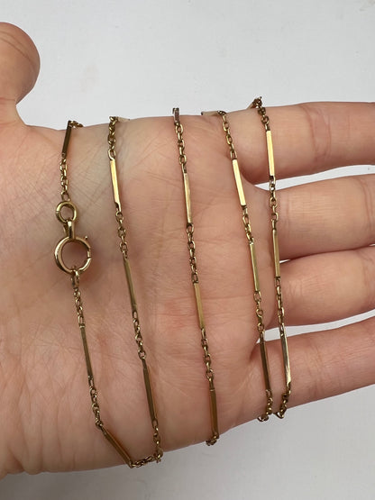 36" Very Long 18ct Gold Long Bar Link Chain