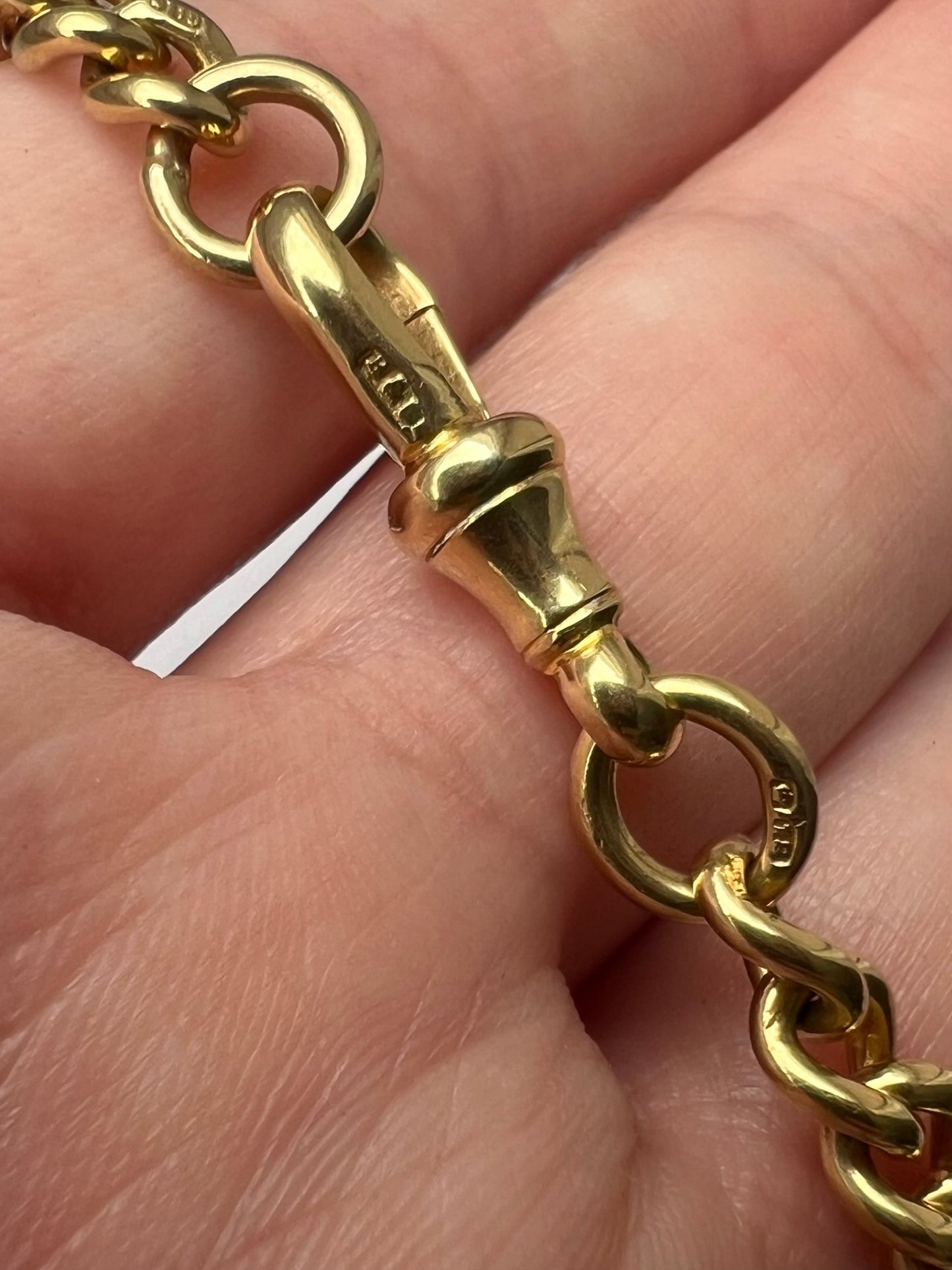 Solid 18ct Gold Heavy Antique Albert Curb Link Bracelet 8" Gents or Ladies