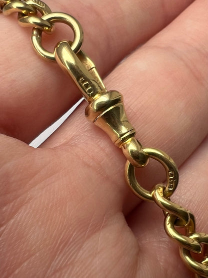 Solid 18ct Gold Heavy Antique Albert Curb Link Bracelet 8" Gents or Ladies