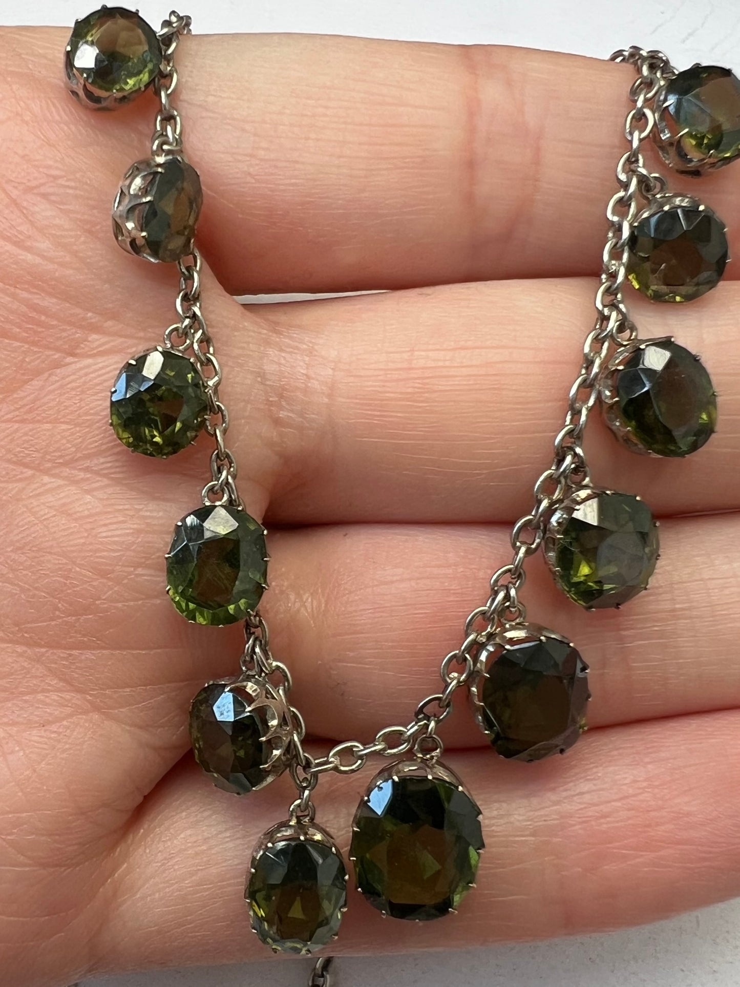 Natural Green Zircon Edwardian Fringe Necklace - As Old As The Earth Itself
