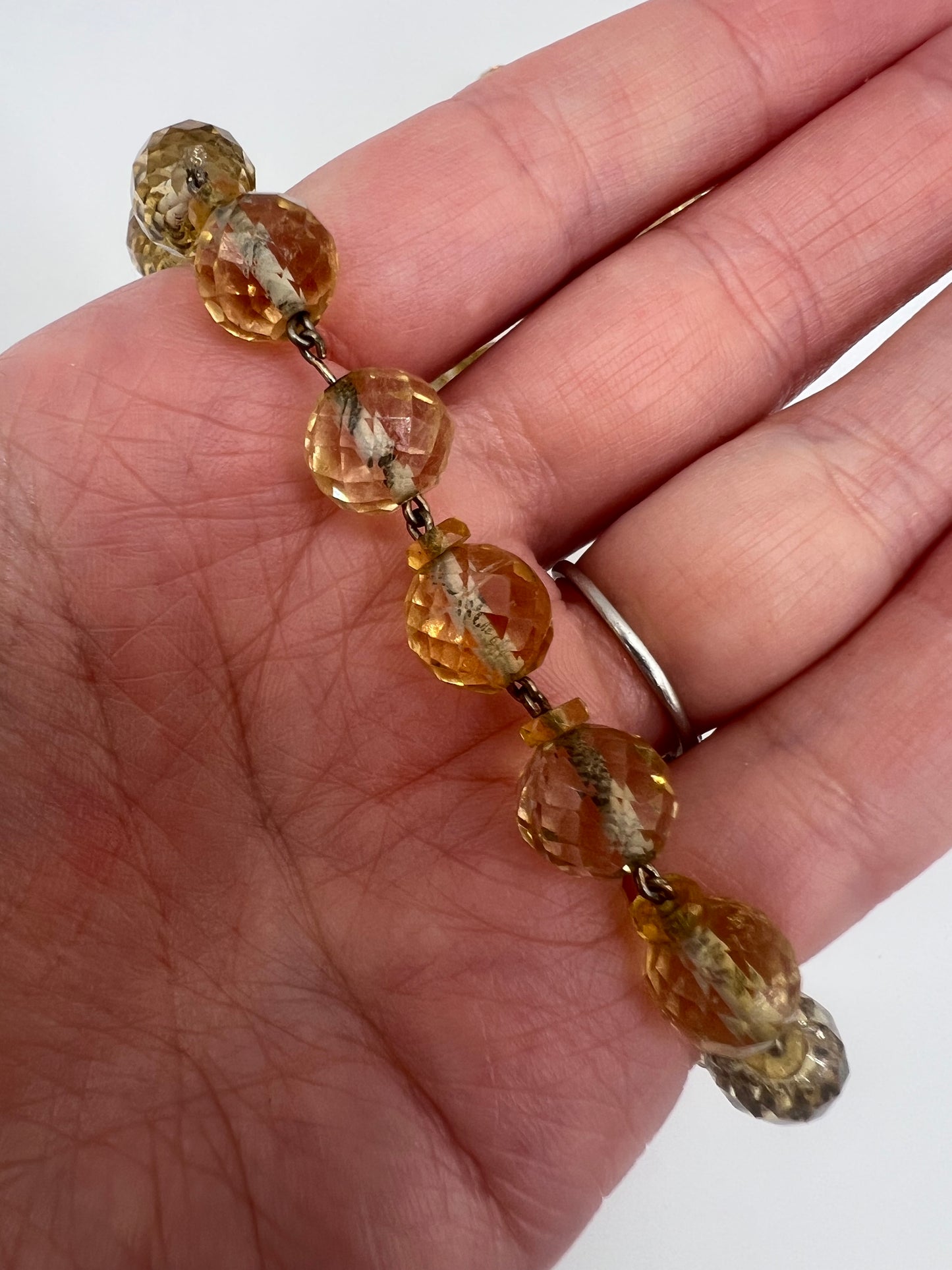 Long String of 1920s Art Deco Citrine Faceted Beads