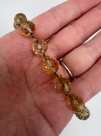 Long String of 1920s Art Deco Citrine Faceted Beads