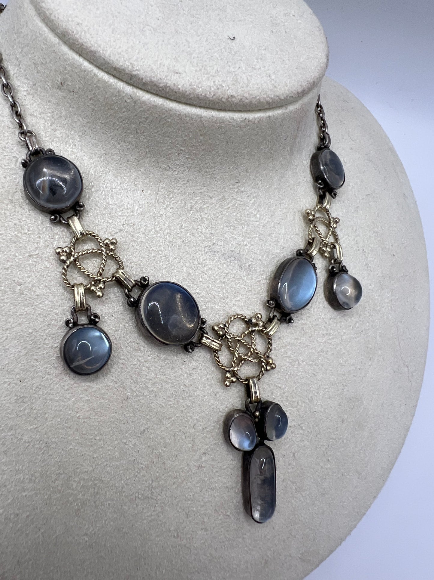 RESERVED Please enquire - Artificer's Guild Silver Moonstone Arts & Crafts Necklace