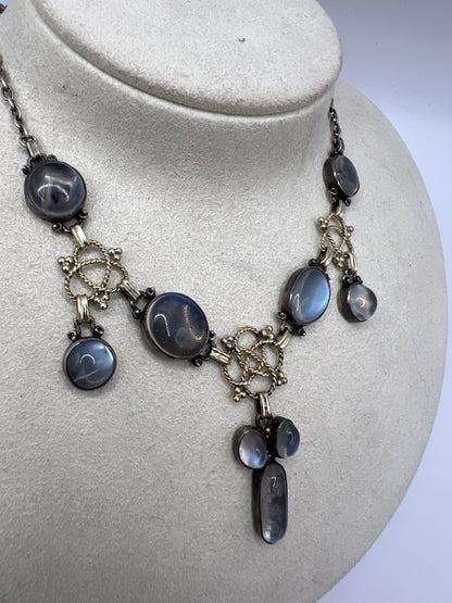 RESERVED Please enquire - Artificer's Guild Silver Moonstone Arts & Crafts Necklace