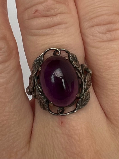 Arts & Crafts Silver Amethyst Ring