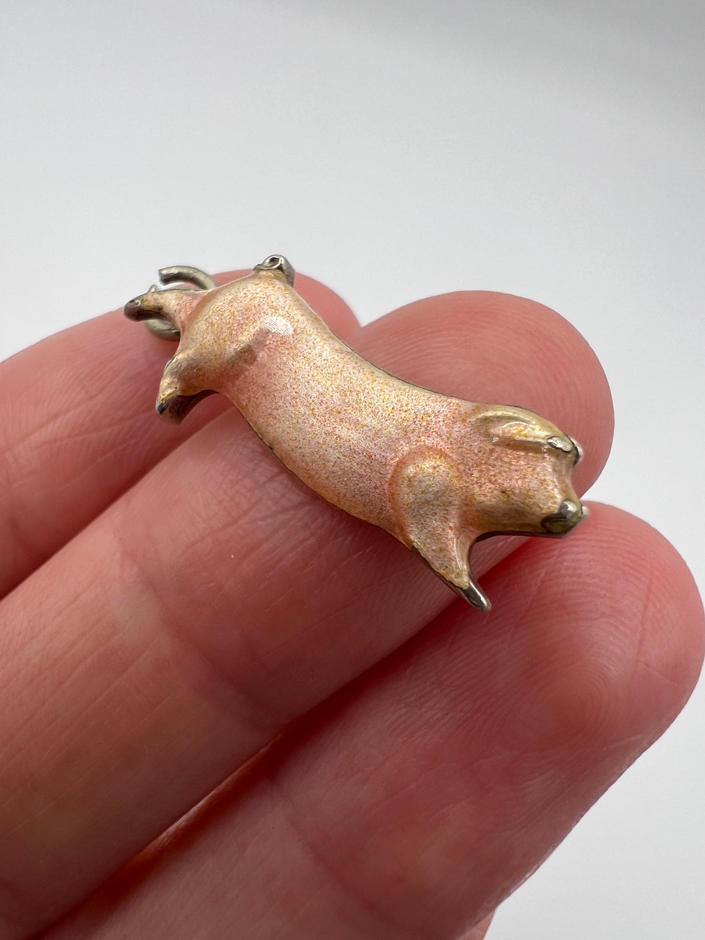 Antique Danish Enamel Piggy Charm