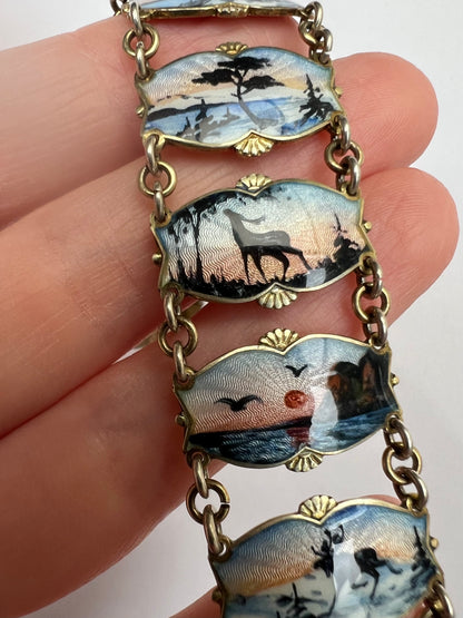 Aksel Holmsen Mid Century Norwegian Enamel Scandinavian Bracelet