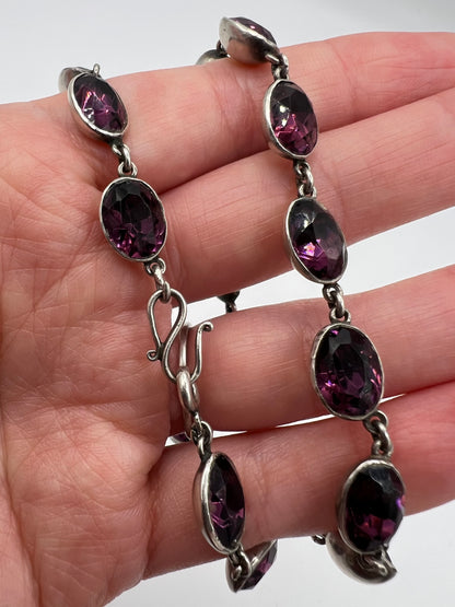 Georgian Paste Amethyst And Silver Riviere Necklace