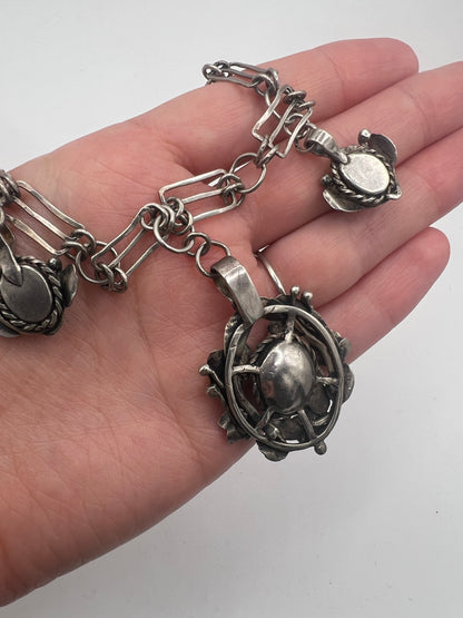 Arts & Crafts Citrine Silver Flower Necklace