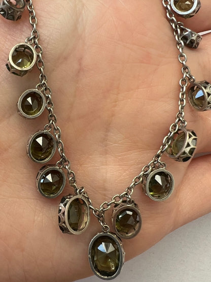 Natural Green Zircon Edwardian Fringe Necklace - As Old As The Earth Itself