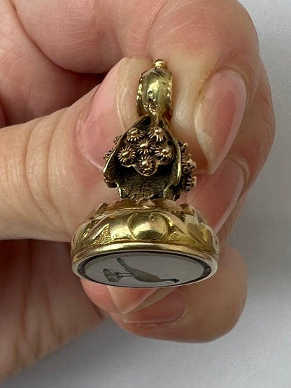 Georgian Multi Coloured Gold Bird Intaglio Fob Seal Pendant