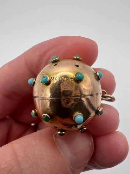Antique Sputnik Gold Opening Vinaigrette Locket Pendant