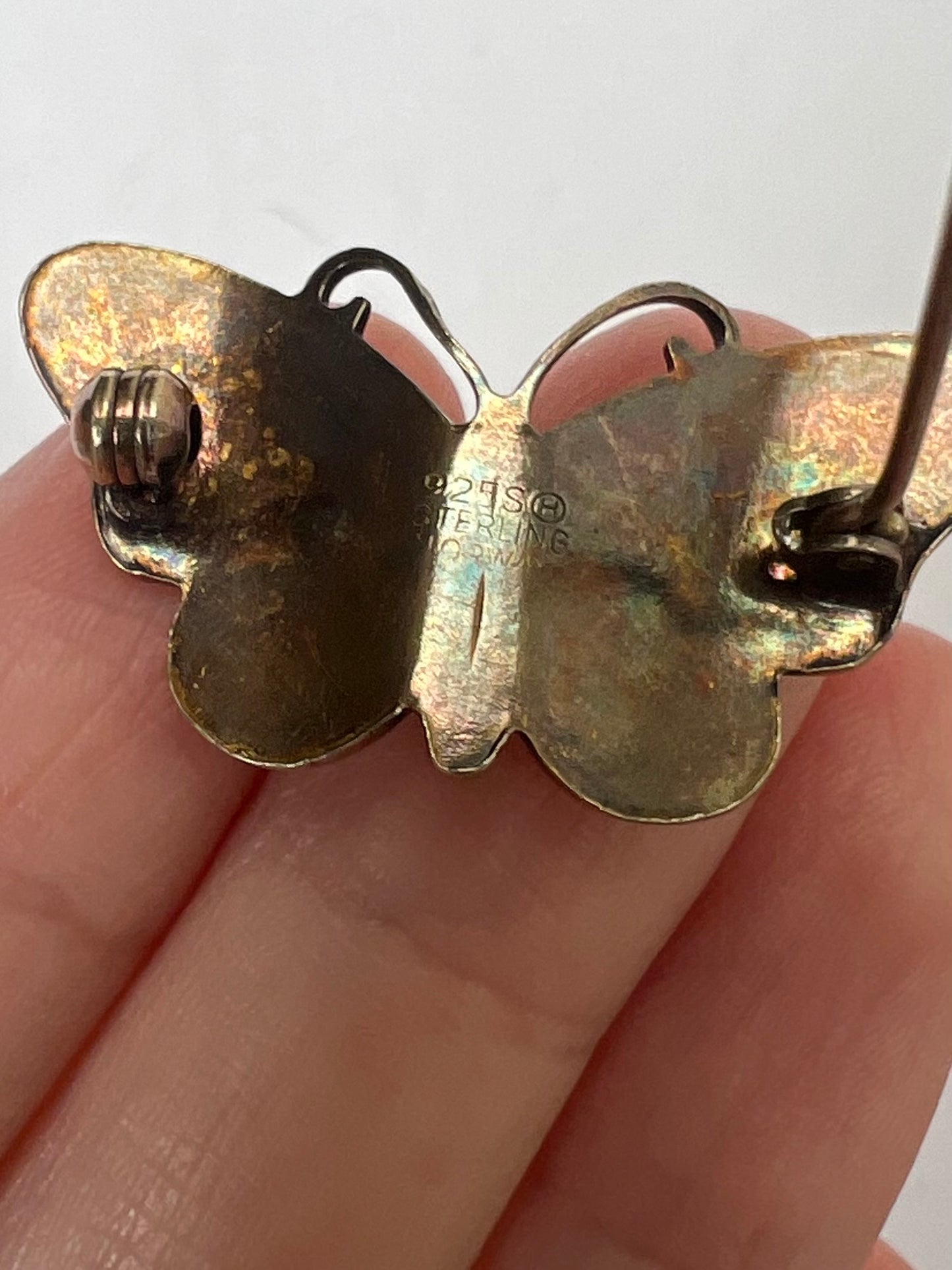 Three Norwegian Silver Enamel Butterfly Brooch Pins
