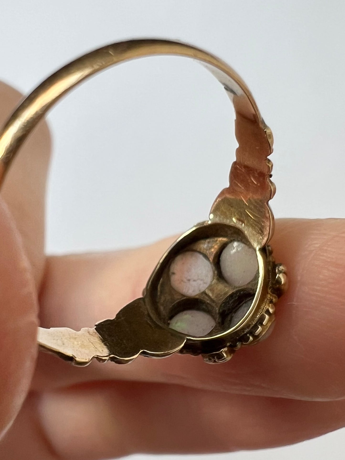 1863 15ct Gold Opal Quatrefoil Ring