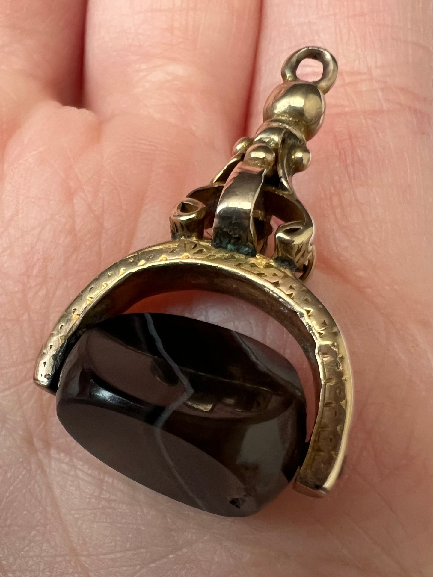 Antique 9ct Gold Fob Spinner Pendant