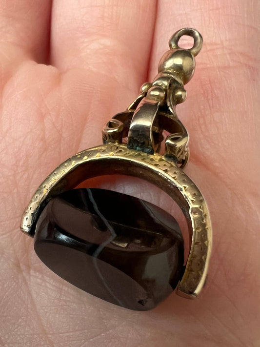 Antique 9ct Gold Fob Spinner Pendant