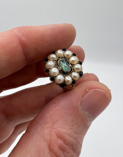 Georgian Pearl Sapphire Gold Ring