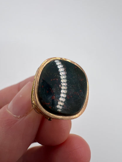 Victorian Bloodstone Hallmarked 9ct Gold Fob Pendant
