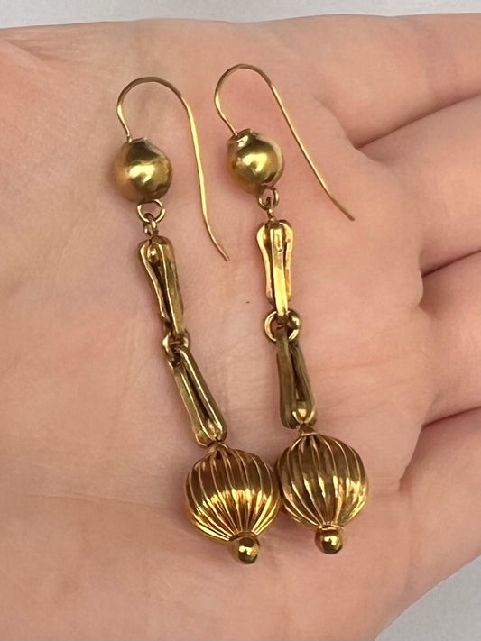 Typically Victorian Gold Ball Drop Dangly Earrings