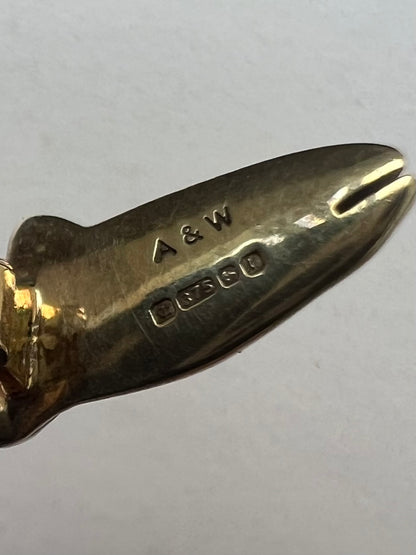 Alabaster & Wilson Fly Fishing Interest Trout or Salmon Gold & Enamel Fish Stick or Stock Pin