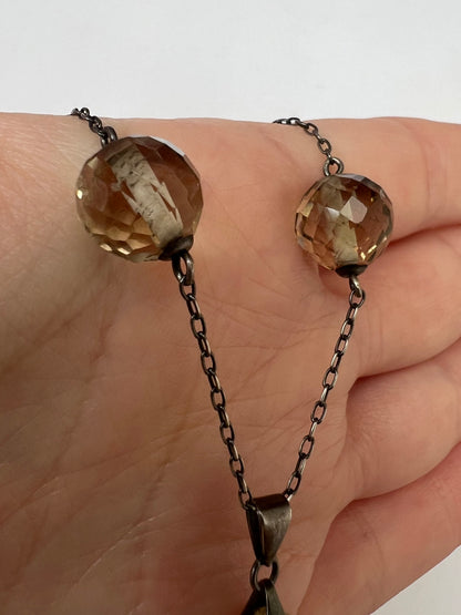Arts and Crafts Faceted Citrine Necklace