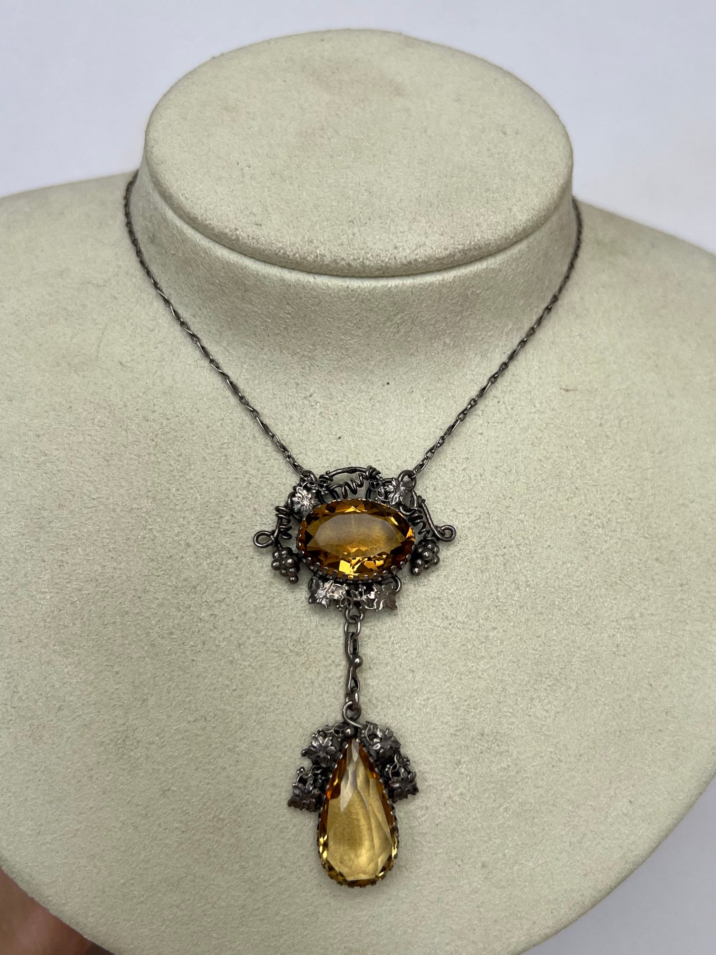 Silver Arts & Crafts Citrine Necklace